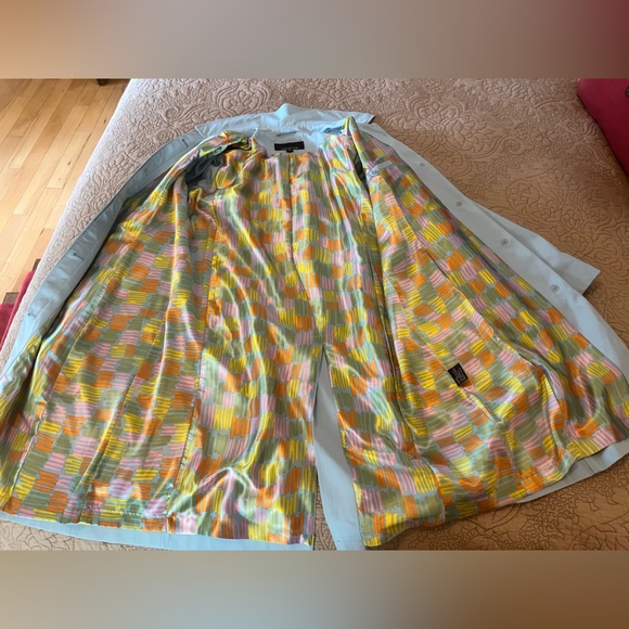 Jones New York Light Powder Blue Trench Coat, Size M - Picture 6 of 10